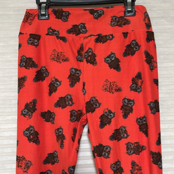 Buttery, soft LulaRoe leggings orange with owl print great condition OS - Picture 2 of 10